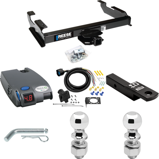 Fits 1988-2000 GMC K3500 Trailer Hitch Tow PKG w/ Tekonsha Primus IQ Brake Control + 7-Way RV Wiring + 2" & 2-5/16" Ball & Drop Mount By Reese Towpower