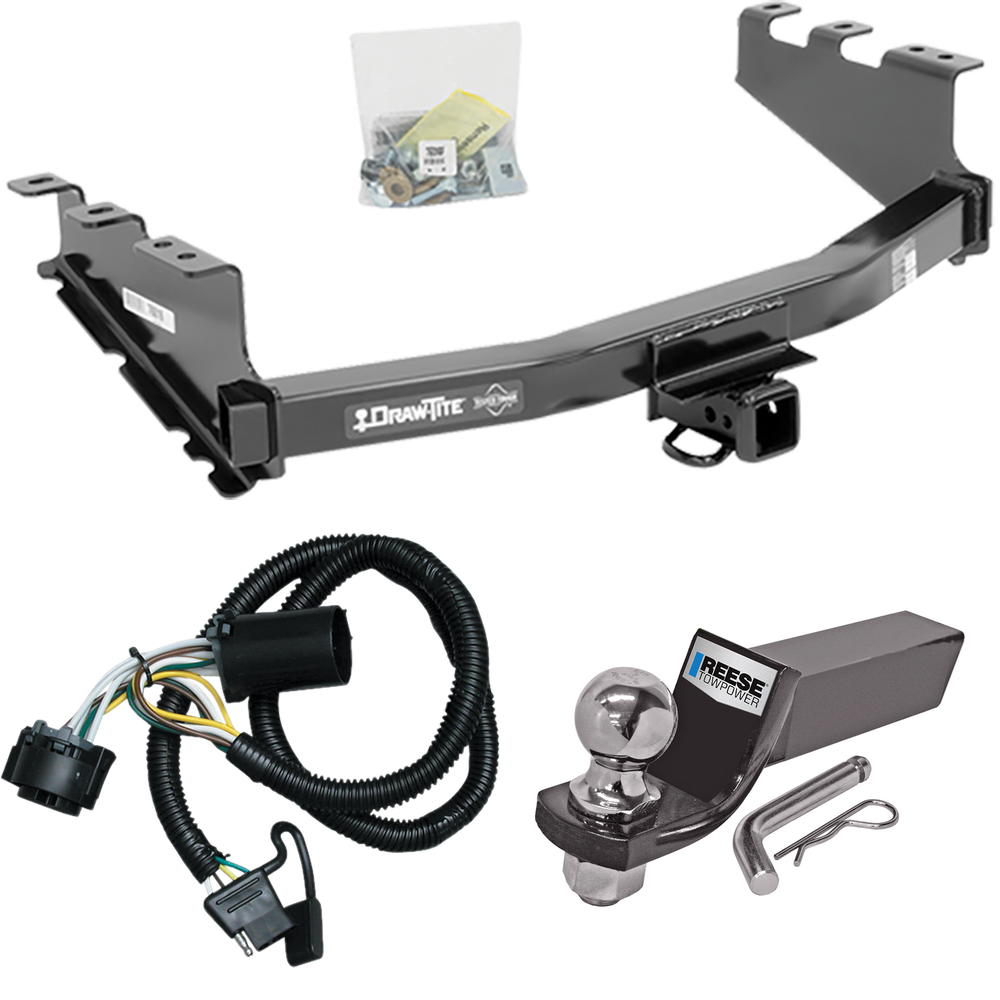 Fits 2014-2018 Chevrolet Silverado 1500 Trailer Hitch Tow PKG w/ 4-Flat Wiring + Starter Kit Ball Mount w/ 2" Drop & 2" Ball By Draw-Tite