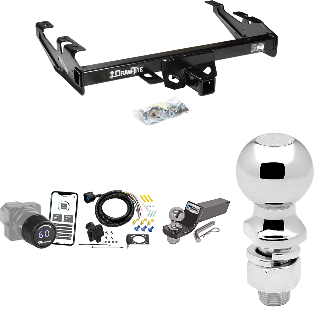 Fits 1988-1999 GMC C1500 Trailer Hitch Tow PKG w/ Tekonsha Prodigy iD Bluetooth Wireless Brake Control + 7-Way RV Wiring + 2" & 2-5/16" Ball & Drop Mount By Draw-Tite