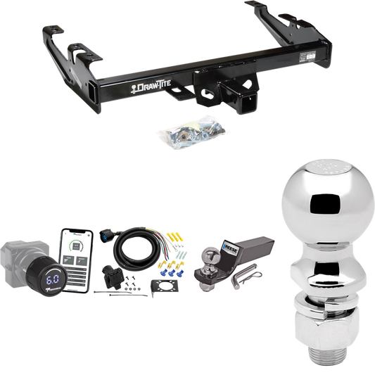 Fits 1988-1999 GMC C1500 Trailer Hitch Tow PKG w/ Tekonsha Prodigy iD Bluetooth Wireless Brake Control + 7-Way RV Wiring + 2" & 2-5/16" Ball & Drop Mount By Draw-Tite