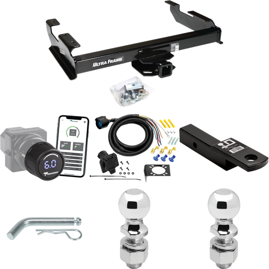 Fits 1988-2000 GMC C3500 Trailer Hitch Tow PKG w/ Tekonsha Prodigy iD Bluetooth Wireless Brake Control + 7-Way RV Wiring + 2" & 2-5/16" Ball & Drop Mount By Draw-Tite