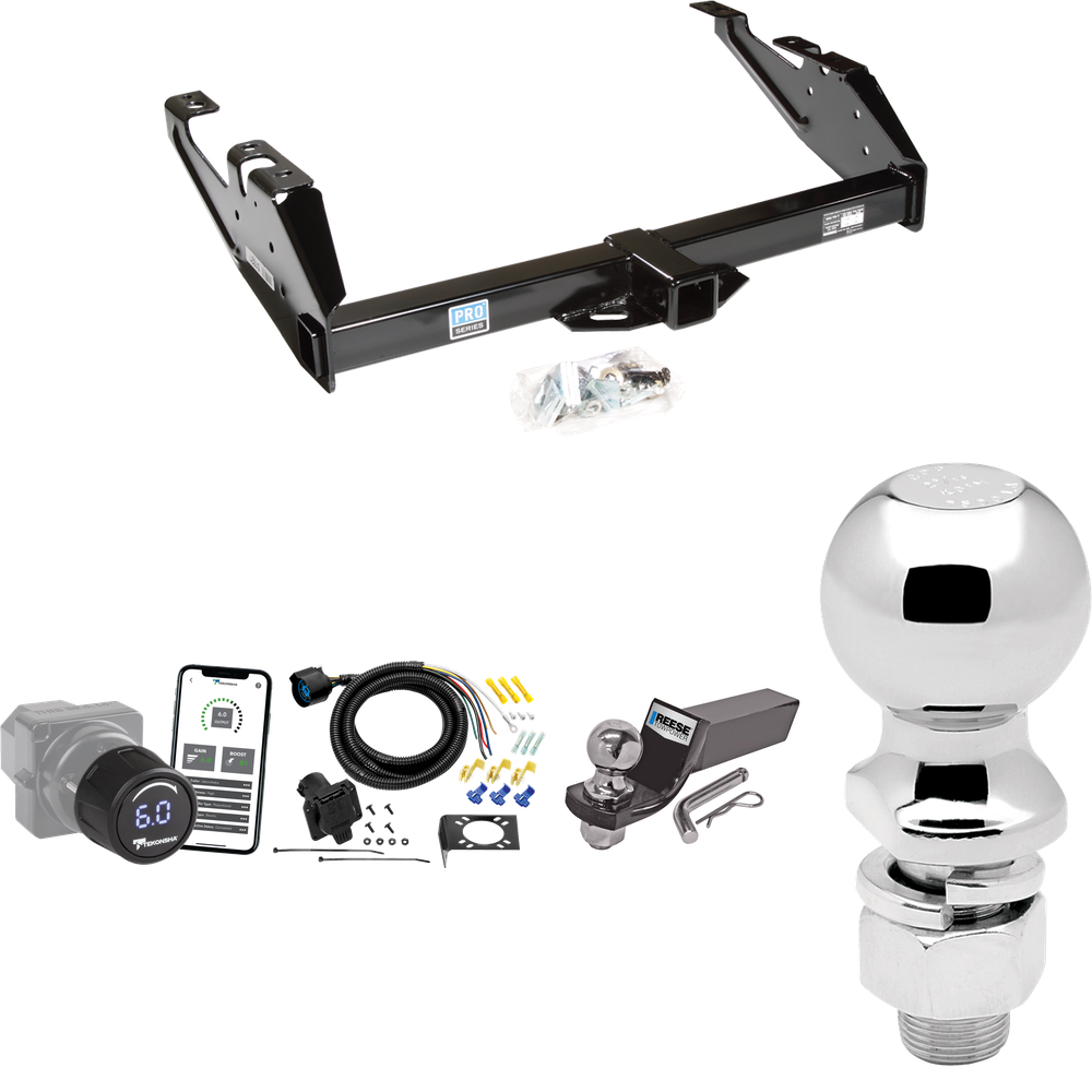 Fits 1992-2000 Chevrolet C3500 Trailer Hitch Tow PKG w/ Tekonsha Prodigy iD Bluetooth Wireless Brake Control + 7-Way RV Wiring + 2" & 2-5/16" Ball & Drop Mount (For Crew Cab Models) By Reese Towpower