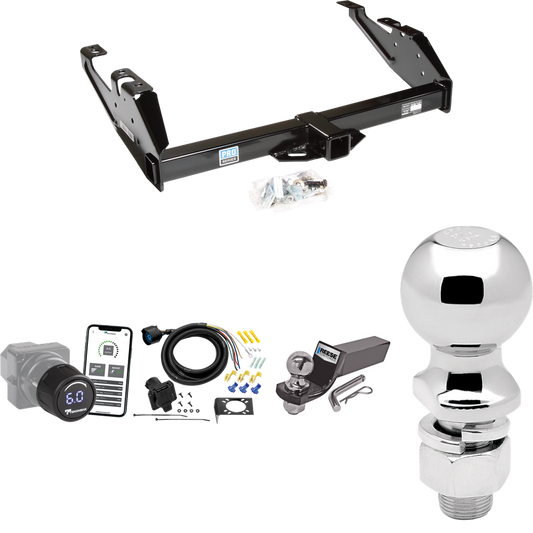 Fits 1992-2000 Chevrolet C3500 Trailer Hitch Tow PKG w/ Tekonsha Prodigy iD Bluetooth Wireless Brake Control + 7-Way RV Wiring + 2" & 2-5/16" Ball & Drop Mount (For Crew Cab Models) By Reese Towpower