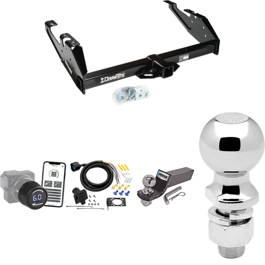 Fits 1988-1999 Chevrolet C2500 Trailer Hitch Tow PKG w/ Tekonsha Prodigy iD Bluetooth Wireless Brake Control + 7-Way RV Wiring + 2" & 2-5/16" Ball & Drop Mount (For Regular & Extended Cabs Models) By Draw-Tite