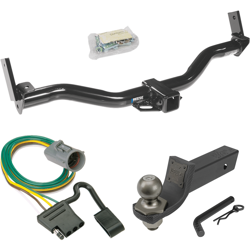 Fits 1995-2001 Ford Explorer Trailer Hitch Tow PKG w/ 4-Flat Wiring + Interlock Tactical Starter Kit w/ 2" Drop & 2" Ball (For w/Factory Tow Package Models) By Reese Towpower