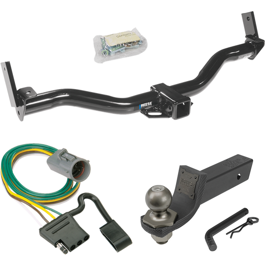 Fits 1995-2001 Ford Explorer Trailer Hitch Tow PKG w/ 4-Flat Wiring + Interlock Tactical Starter Kit w/ 2" Drop & 2" Ball (For w/Factory Tow Package Models) By Reese Towpower