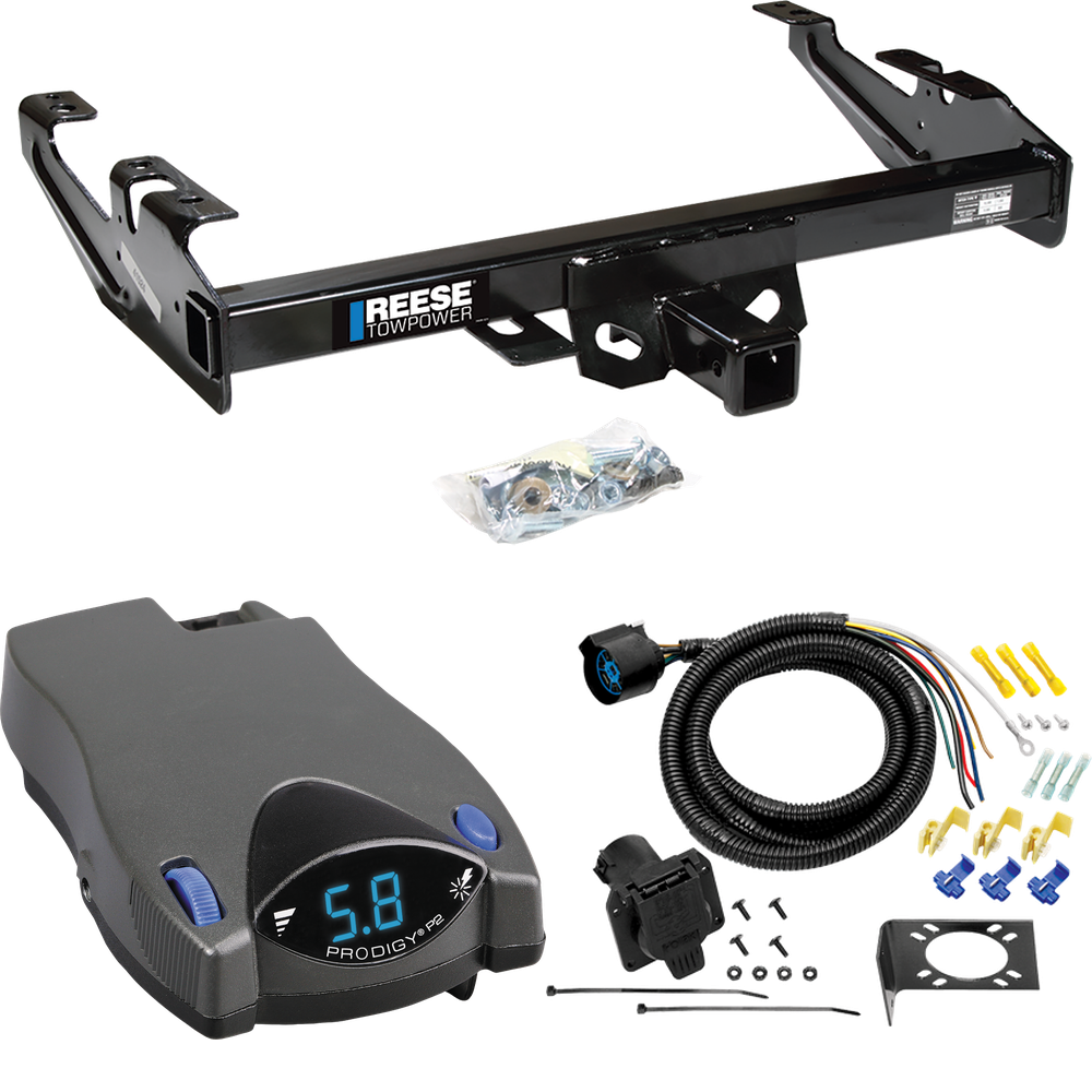 Se adapta al paquete de enganche de remolque GMC C2500 1988-2000 con control de freno Tekonsha Prodigy P2 + cableado RV de 7 vías de Reese Towpower