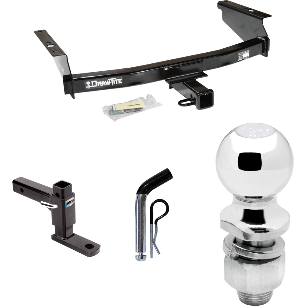 Fits 2002-2007 Jeep Liberty Trailer Hitch Tow PKG w/ Adjustable Drop Rise Ball Mount + Pin/Clip + 2" Ball By Draw-Tite