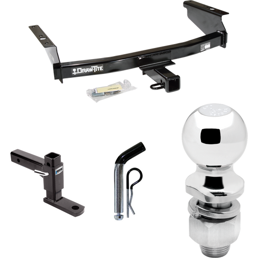 Fits 2002-2007 Jeep Liberty Trailer Hitch Tow PKG w/ Adjustable Drop Rise Ball Mount + Pin/Clip + 2" Ball By Draw-Tite