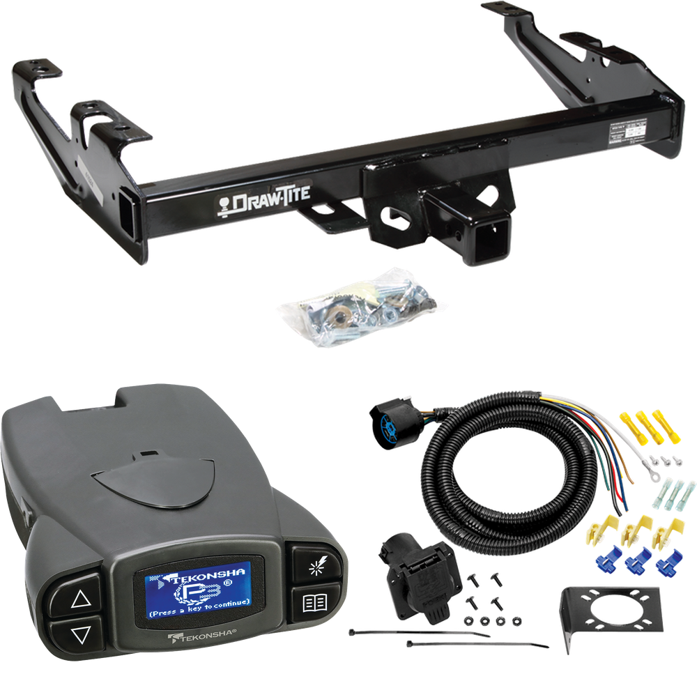 Fits 1988-1999 Chevrolet K2500 Trailer Hitch Tow PKG w/ Tekonsha Prodigy P3 Brake Control + 7-Way RV Wiring (For Regular & Extended Cabs Models) By Draw-Tite