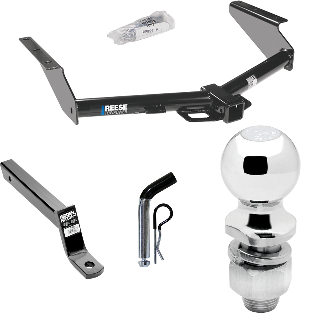 Fits 2008-2012 Jeep Liberty Trailer Hitch Tow PKG w/ Extended 16" Long Ball Mount w/ 4" Drop + Pin/Clip + 2" Ball By Reese Towpower