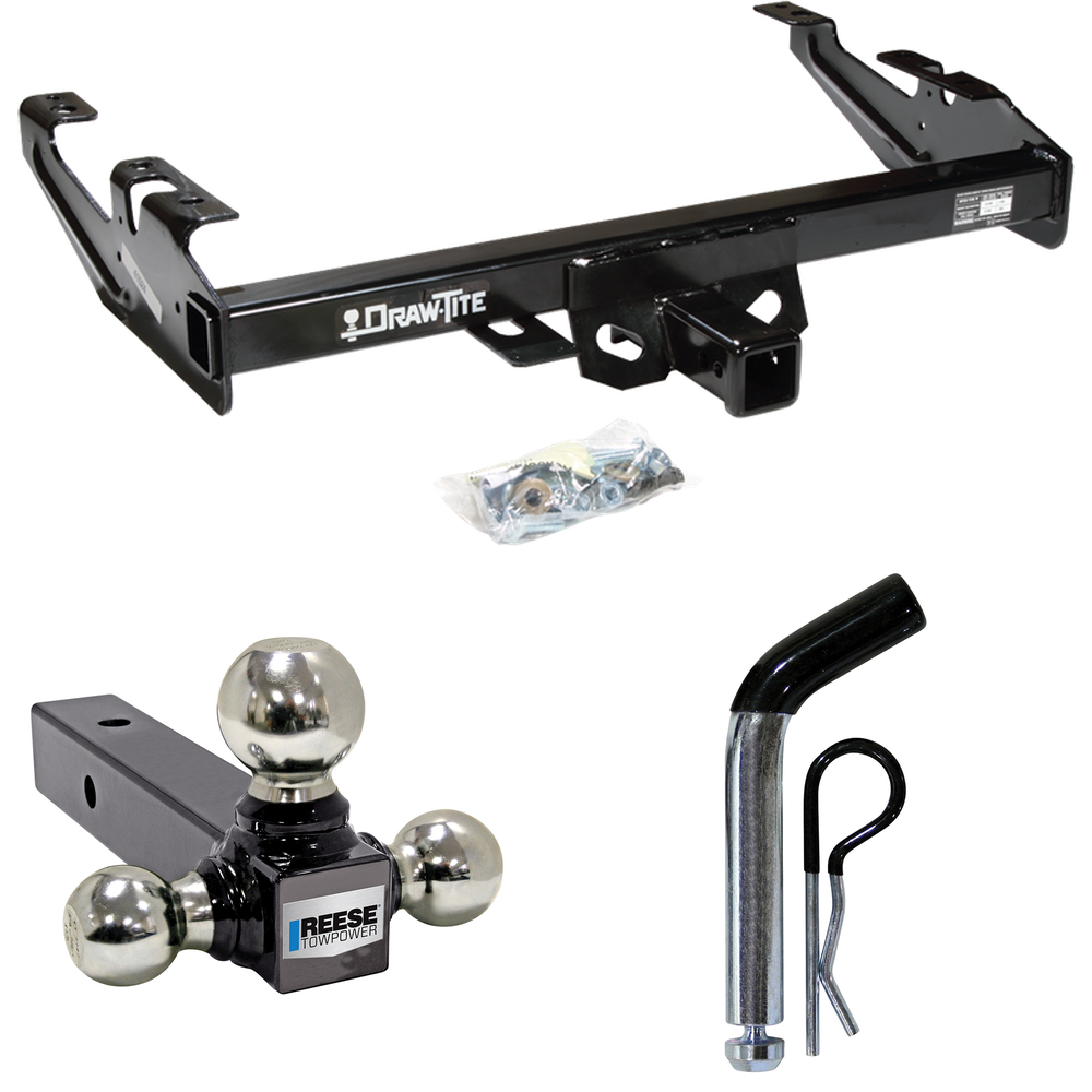 Fits 1988-1999 GMC K1500 Trailer Hitch Tow PKG w/ Triple Ball Ball Mount 1-7/8" & 2" & 2-5/16" Trailer Balls + Pin/Clip By Draw-Tite