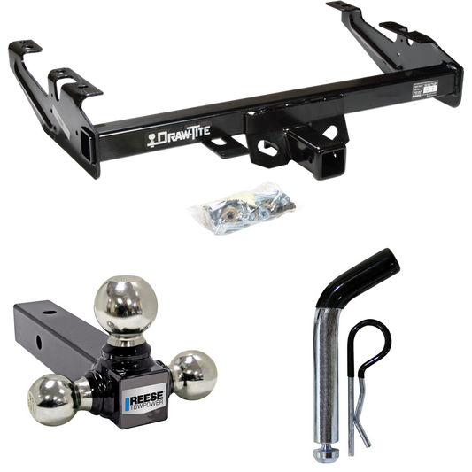 Fits 1988-1999 GMC K1500 Trailer Hitch Tow PKG w/ Triple Ball Ball Mount 1-7/8" & 2" & 2-5/16" Trailer Balls + Pin/Clip By Draw-Tite