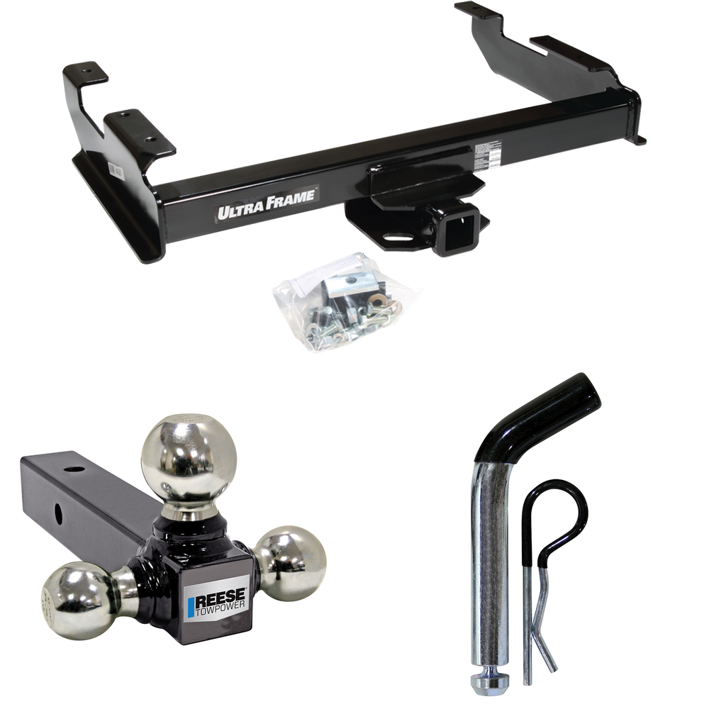 Fits 1988-1999 GMC K1500 Trailer Hitch Tow PKG w/ Triple Ball Ball Mount 1-7/8" & 2" & 2-5/16" Trailer Balls + Pin/Clip By Draw-Tite