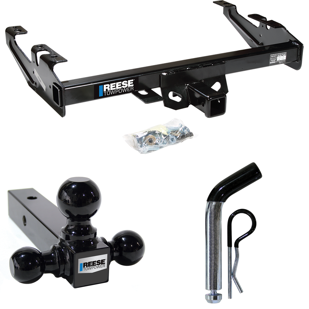 Fits 1988-2000 GMC C3500 Trailer Hitch Tow PKG w/ Triple Ball Ball Mount 1-7/8" & 2" & 2-5/16" Trailer Balls + Pin/Clip By Reese Towpower