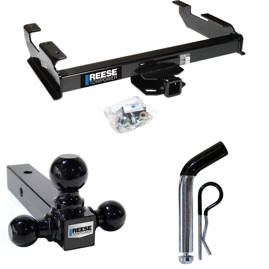 Fits 1988-1999 Chevrolet K1500 Trailer Hitch Tow PKG w/ Triple Ball Ball Mount 1-7/8" & 2" & 2-5/16" Trailer Balls + Pin/Clip By Reese Towpower