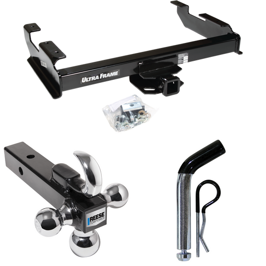 Fits 1988-2000 Chevrolet K2500 Trailer Hitch Tow PKG w/ Triple Ball Ball Mount 1-7/8" & 2" & 2-5/16" Trailer Balls w/ Tow Hook + Pin/Clip (For Regular & Extended Cabs Models) By Draw-Tite