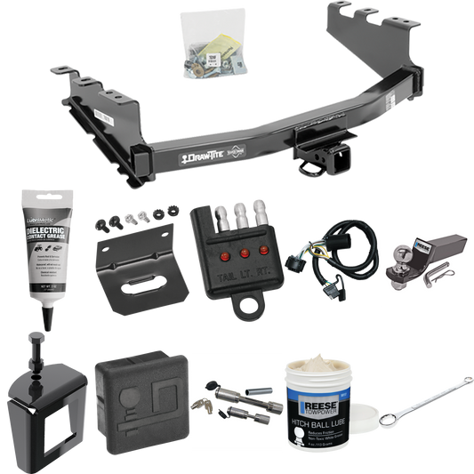 Fits 2019-2019 Chevrolet Silverado 1500 LD (Old Body) Trailer Hitch Tow PKG w/ 4-Flat Wiring + Starter Kit Ball Mount w/ 2" Drop & 2" Ball + Wiring Bracket + Hitch Cover + Dual Hitch & Coupler Locks + Wiring Tester + Ball Lube + Electric Grease + Bal