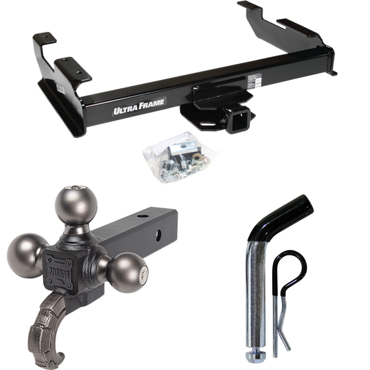 Fits 1988-1999 Chevrolet K1500 Trailer Hitch Tow PKG w/ Triple Ball Ball Mount 1-7/8" & 2" & 2-5/16" Trailer Balls w/ Tow Hook + Pin/Clip By Draw-Tite