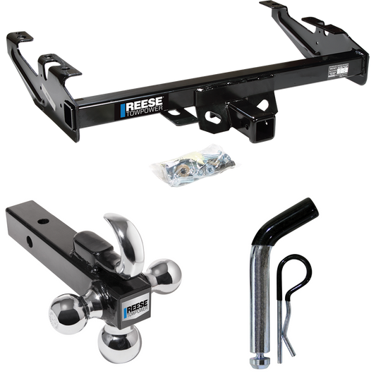 Fits 1988-1999 GMC K1500 Trailer Hitch Tow PKG w/ Triple Ball Ball Mount 1-7/8" & 2" & 2-5/16" Trailer Balls w/ Tow Hook + Pin/Clip By Reese Towpower