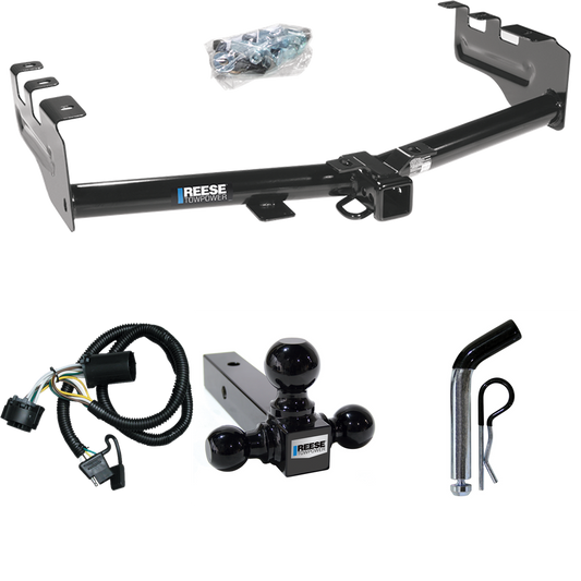 Fits 2007-2013 Chevrolet Silverado 1500 Trailer Hitch Tow PKG w/ 4-Flat Wiring + Triple Ball Ball Mount 1-7/8" & 2" & 2-5/16" Trailer Balls + Pin/Clip By Reese Towpower