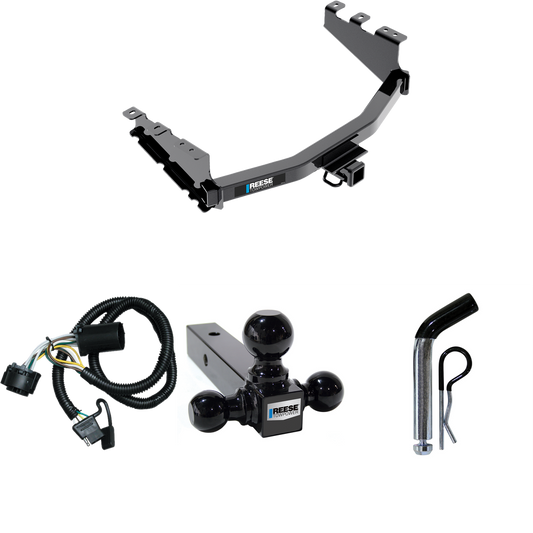 Fits 2019-2019 Chevrolet Silverado 1500 LD (Old Body) Trailer Hitch Tow PKG w/ 4-Flat Wiring + Triple Ball Ball Mount 1-7/8" & 2" & 2-5/16" Trailer Balls + Pin/Clip By Reese Towpower