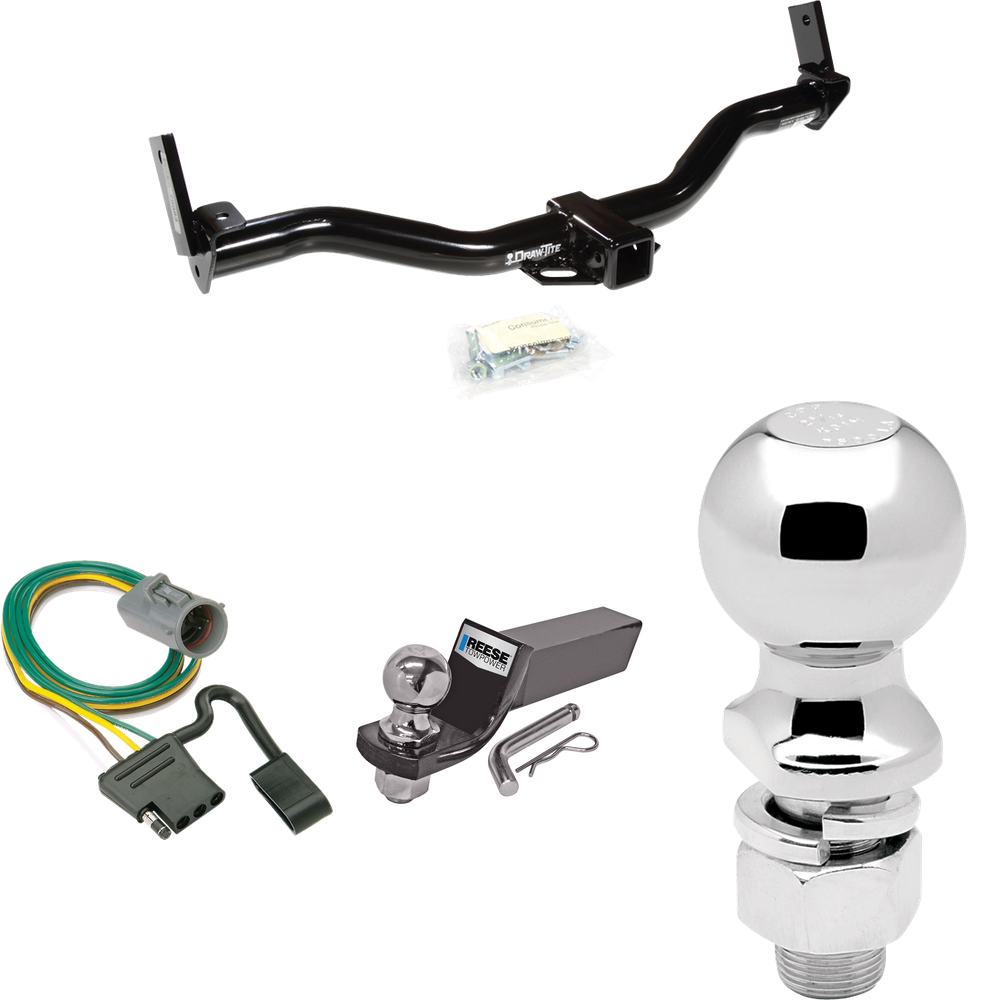 Fits 1997-2001 Mercury Mountaineer Trailer Hitch Tow PKG w/ 4-Flat Wiring + Starter Kit Ball Mount w/ 2" Drop & 2" Ball + 2-5/16" Ball (For w/Factory Tow Package Models) By Draw-Tite