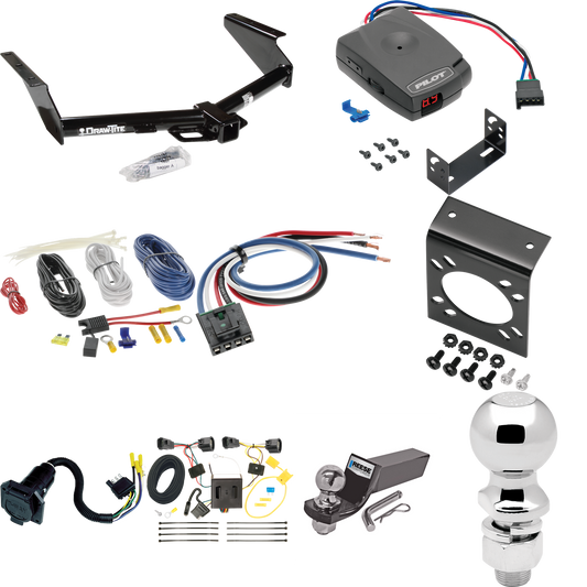 Se adapta al paquete de enganche de remolque Jeep Liberty 2008-2012 con control de freno piloto Pro Series + adaptador de cableado BC genérico + cableado RV de 7 vías + soporte de bola y caída de 2" y 2-5/16" de Draw-Tite