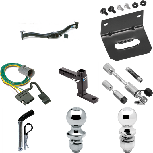 Fits 1997-2001 Mercury Mountaineer Trailer Hitch Tow PKG w/ 4-Flat Wiring Harness + Adjustable Drop Rise Ball Mount + Pin/Clip + 2" Ball + 1-7/8" Ball + Dual Hitch & Coupler Locks (For w/Factory Tow Package Models) By Reese Towpower