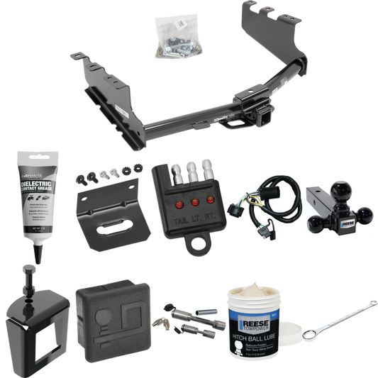 Fits 2019-2019 Chevrolet Silverado 1500 LD (Old Body) Trailer Hitch Tow PKG w/ 4-Flat Wiring + Triple Ball Ball Mount 1-7/8" & 2" & 2-5/16" Trailer Balls + Wiring Bracket + Hitch Cover + Dual Hitch & Coupler Locks + Wiring Tester + Ball Lube + Electr