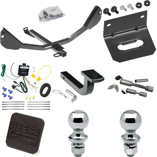 Fits 2010-2015 Chevrolet Camaro Trailer Hitch Tow PKG w/ 4-Flat Wiring Harness + Draw-Bar + 1-7/8" + 2" Ball + Wiring Bracket + Hitch Cover + Dual Hitch & Coupler Locks (Excludes: Convertible & w/Dealer Installed Ground Effects Models) By Reese Towpo