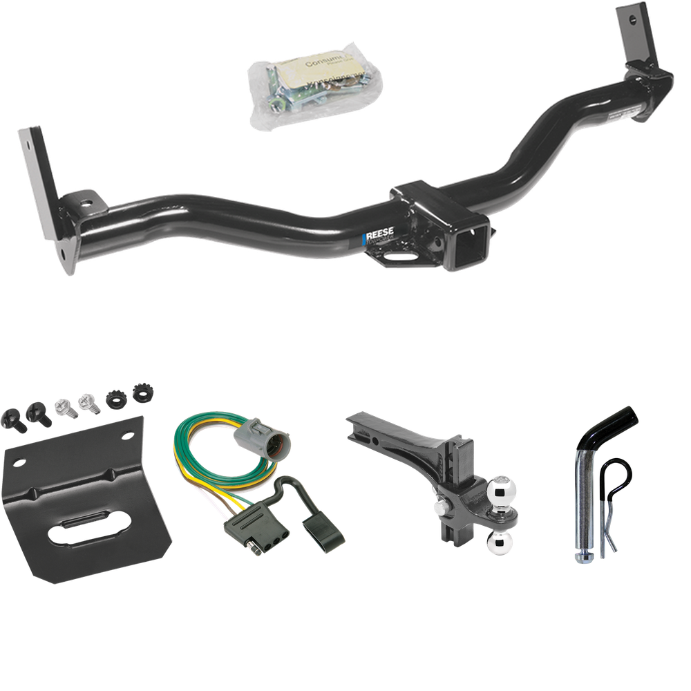 Fits 1997-2001 Mercury Mountaineer Trailer Hitch Tow PKG w/ 4-Flat Wiring Harness + Dual Adjustable Drop Rise Ball Ball Mount 2" & 2-5/16" Trailer Balls + Pin/Clip + Wiring Bracket (For w/Factory Tow Package Models) By Reese Towpower