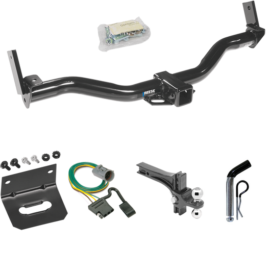 Fits 1997-2001 Mercury Mountaineer Trailer Hitch Tow PKG w/ 4-Flat Wiring Harness + Dual Adjustable Drop Rise Ball Ball Mount 2" & 2-5/16" Trailer Balls + Pin/Clip + Wiring Bracket (For w/Factory Tow Package Models) By Reese Towpower