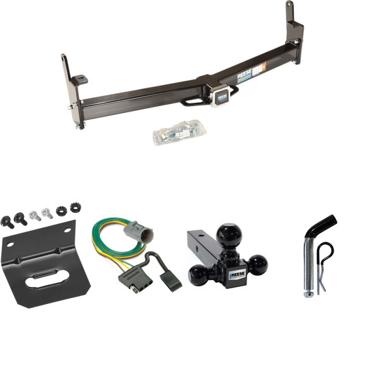 Fits 1995-2001 Ford Explorer Trailer Hitch Tow PKG w/ 4-Flat Wiring Harness + Triple Ball Ball Mount 1-7/8" & 2" & 2-5/16" Trailer Balls + Pin/Clip + Wiring Bracket (For w/Factory Tow Package Models) By Reese Towpower