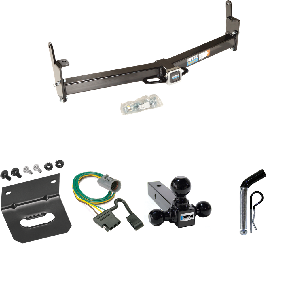 Fits 1995-2001 Ford Explorer Trailer Hitch Tow PKG w/ 4-Flat Wiring Harness + Triple Ball Ball Mount 1-7/8" & 2" & 2-5/16" Trailer Balls + Pin/Clip + Wiring Bracket (For w/Factory Tow Package Models) By Reese Towpower