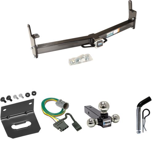 Fits 1997-2001 Mercury Mountaineer Trailer Hitch Tow PKG w/ 4-Flat Wiring Harness + Triple Ball Ball Mount 1-7/8" & 2" & 2-5/16" Trailer Balls + Pin/Clip + Wiring Bracket (For w/Factory Tow Package Models) By Reese Towpower