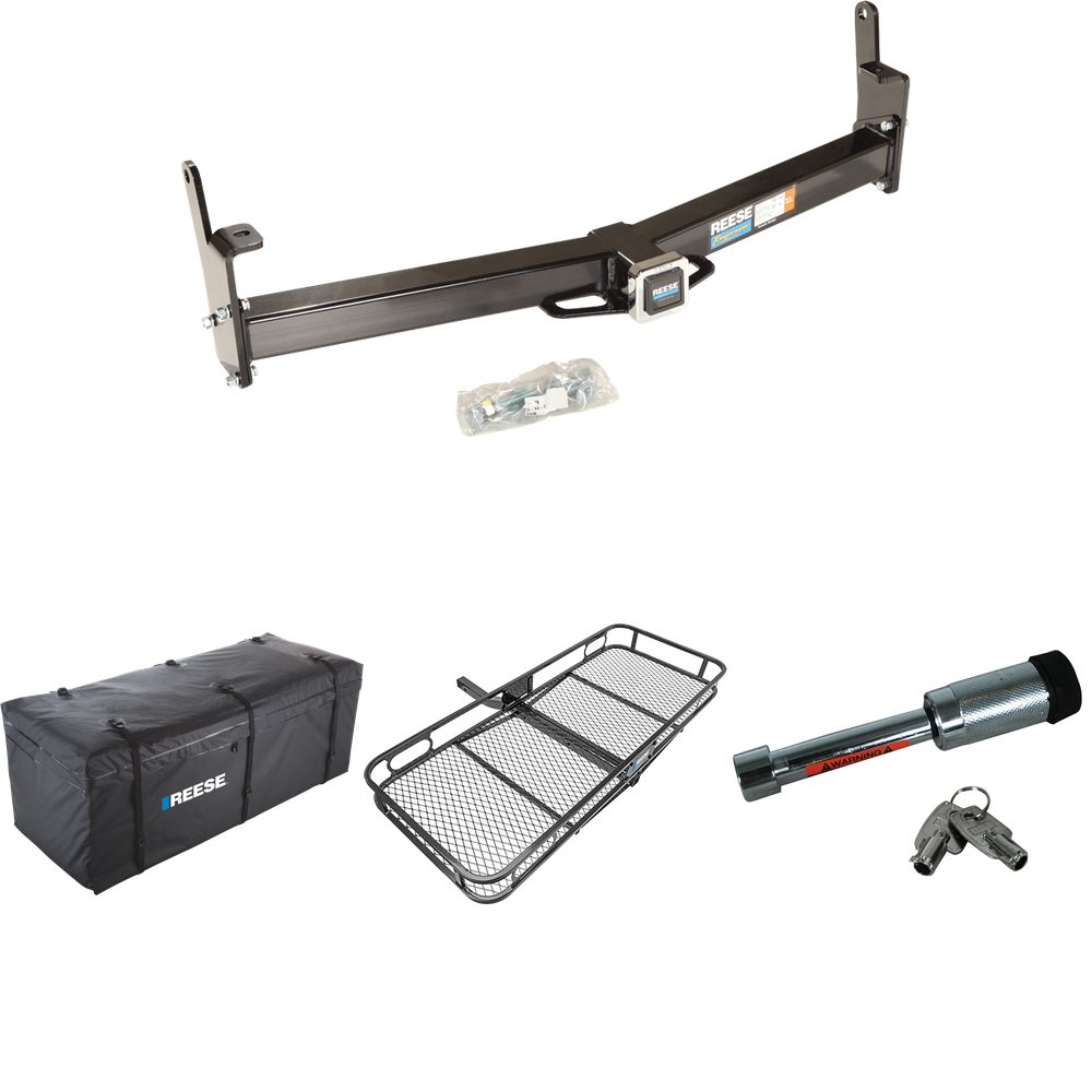 Fits 1997-2001 Mercury Mountaineer Trailer Hitch Tow PKG w/ 60" x 24" Cargo Carrier + Cargo Bag + Hitch Lock (For w/Factory Tow Package Models) By Reese Towpower