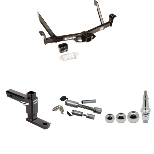 Fits 1991-1994 Mazda Navajo Trailer Hitch Tow PKG w/ Adjustable Drop Rise Ball Mount + Dual Hitch & Copler Locks + Inerchangeable 1-7/8" & 2" & 2-5/16" Balls By Draw-Tite