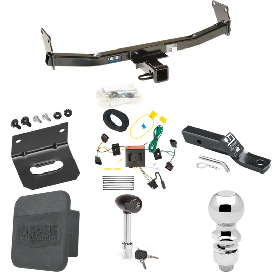 Fits 2008-2017 Jeep Patriot Trailer Hitch Tow PKG w/ 4-Flat Wiring + Ball Mount w/ 2" Drop + 2-5/16" Ball + Wiring Bracket + Hitch Lock + Hitch Cover By Reese Towpower