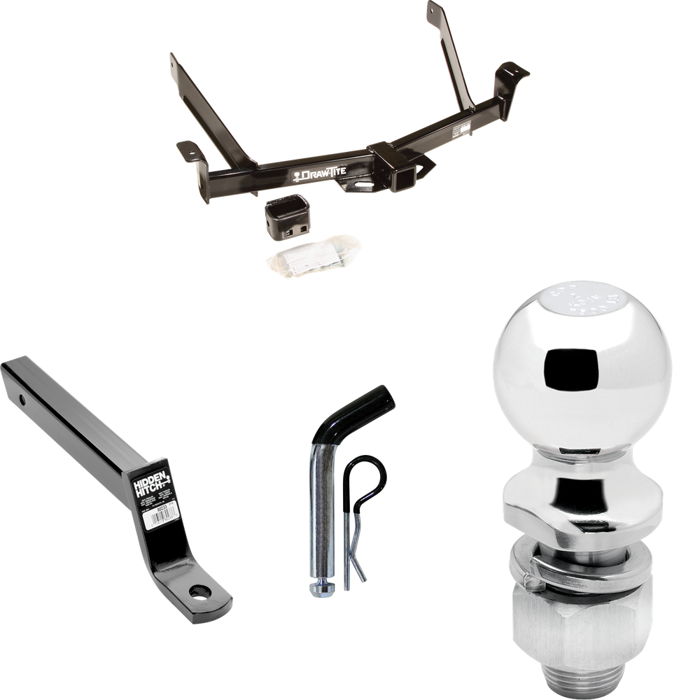 Fits 2001-2003 Ford Explorer Sport Trailer Hitch Tow PKG w/ Extended 16" Long Ball Mount w/ 4" Drop + Pin/Clip + 2" Ball By Draw-Tite