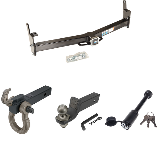 Fits 1997-2001 Mercury Mountaineer Trailer Hitch Tow PKG + Interlock Tactical Starter Kit w/ 2" Drop & 2" Ball + Tactical Hook & Shackle Mount + Tactical Dogbone Lock (For w/Factory Tow Package Models) By Reese Towpower