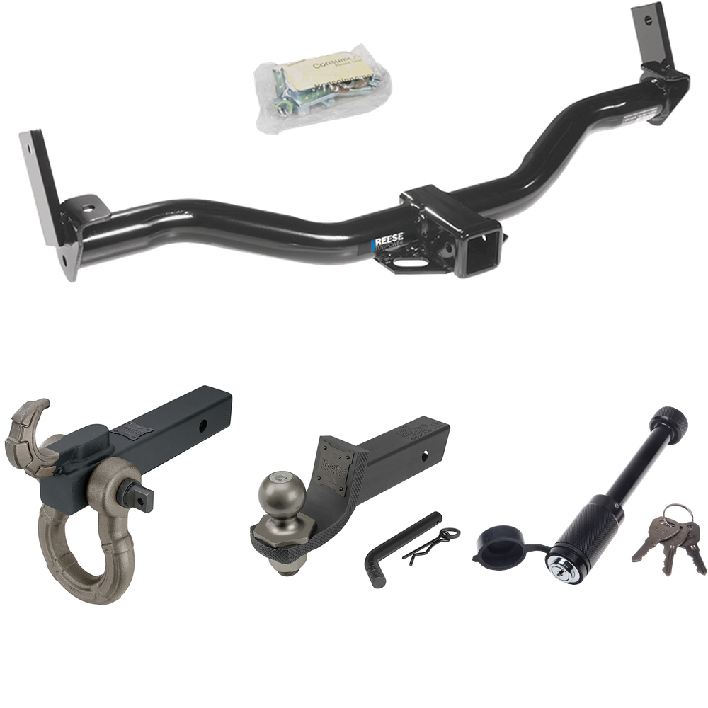 Fits 1997-2001 Mercury Mountaineer Trailer Hitch Tow PKG + Interlock Tactical Starter Kit w/ 2" Drop & 2" Ball + Tactical Hook & Shackle Mount + Tactical Dogbone Lock (For w/Factory Tow Package Models) By Reese Towpower