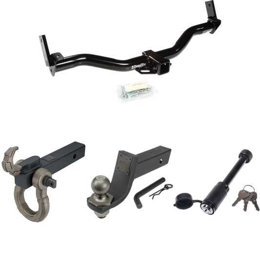 Fits 2001-2003 Ford Explorer Sport Trailer Hitch Tow PKG + Interlock Tactical Starter Kit w/ 3-1/4" Drop & 2" Ball + Tactical Hook & Shackle Mount + Tactical Dogbone Lock By Draw-Tite