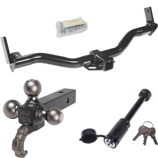 Fits 1997-2001 Mercury Mountaineer Trailer Hitch Tow PKG + Triple Ball Tactical Ball Mount 1-7/8" & 2" & 2-5/16" Balls w/ Tow Hook + Tactical Dogbone Lock By Reese Towpower