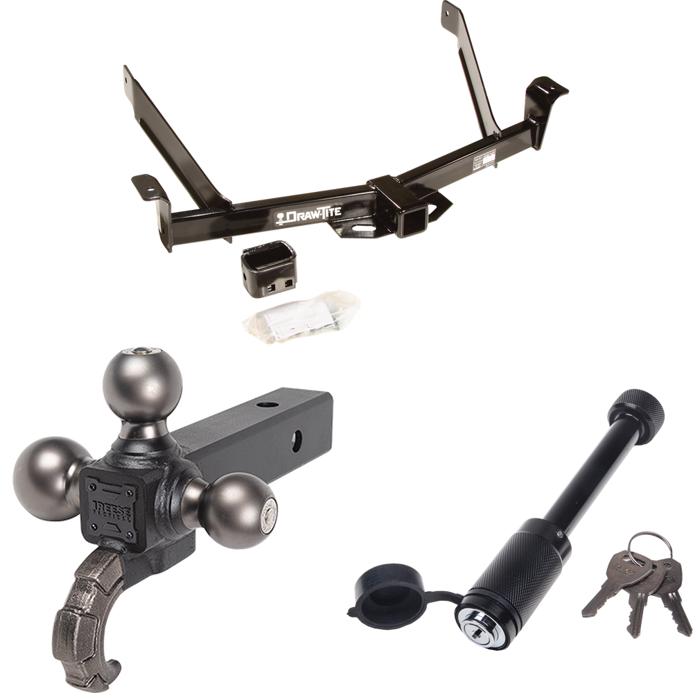 Fits 1991-1994 Mazda Navajo Trailer Hitch Tow PKG + Triple Ball Tactical Ball Mount 1-7/8" & 2" & 2-5/16" Balls w/ Tow Hook + Tactical Dogbone Lock By Draw-Tite