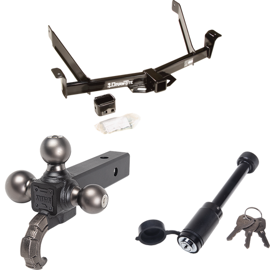 Fits 1991-1994 Mazda Navajo Trailer Hitch Tow PKG + Triple Ball Tactical Ball Mount 1-7/8" & 2" & 2-5/16" Balls w/ Tow Hook + Tactical Dogbone Lock By Draw-Tite