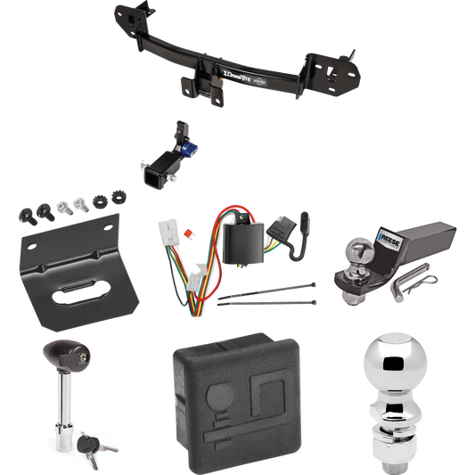 Fits 2020-2023 Subaru Outback Trailer Hitch Tow PKG w/ 4-Flat Wiring + Starter Kit Ball Mount w/ 2" Drop & 2" Ball + 2-5/16" Ball + Wiring Bracket + Hitch Lock + Hitch Cover (For Wagon Models) By Draw-Tite