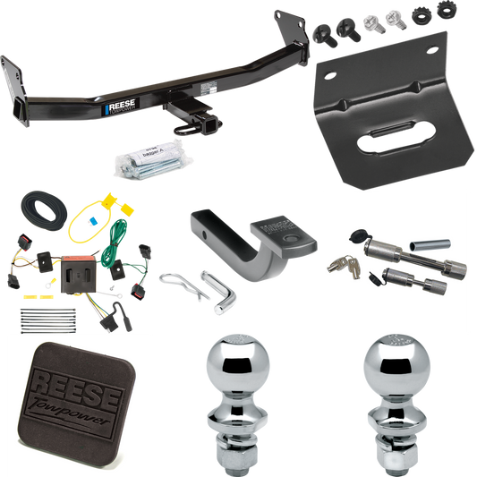 Fits 2008-2017 Jeep Patriot Trailer Hitch Tow PKG w/ 4-Flat Wiring Harness + Draw-Bar + 1-7/8" + 2" Ball + Wiring Bracket + Hitch Cover + Dual Hitch & Coupler Locks By Reese Towpower