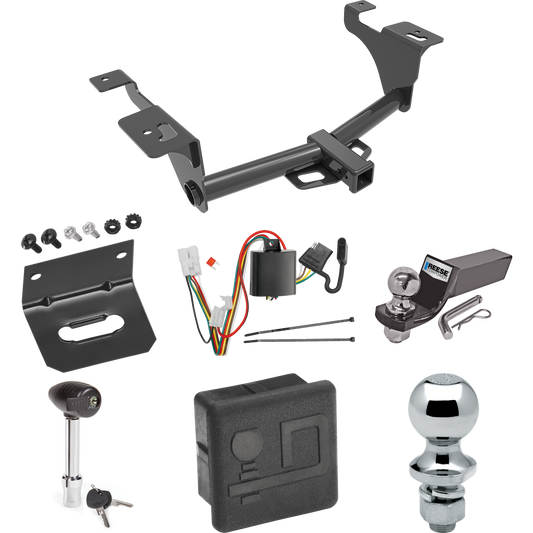 Fits 2020-2023 Subaru Outback Trailer Hitch Tow PKG w/ 4-Flat Wiring + Starter Kit Ball Mount w/ 2" Drop & 2" Ball + 1-7/8" Ball + Wiring Bracket + Hitch Lock + Hitch Cover (For Wagon Models) By Draw-Tite