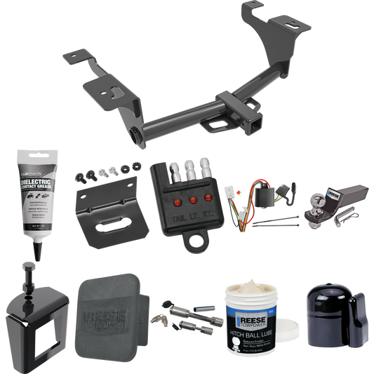 Fits 2020-2023 Subaru Outback Trailer Hitch Tow PKG w/ 4-Flat Wiring + Starter Kit Ball Mount w/ 2" Drop & 2" Ball + 1-7/8" Ball + Wiring Bracket + Dual Hitch & Coupler Locks + Hitch Cover + Wiring Tester + Ball Lube + Electric Grease + Ball Wrench +